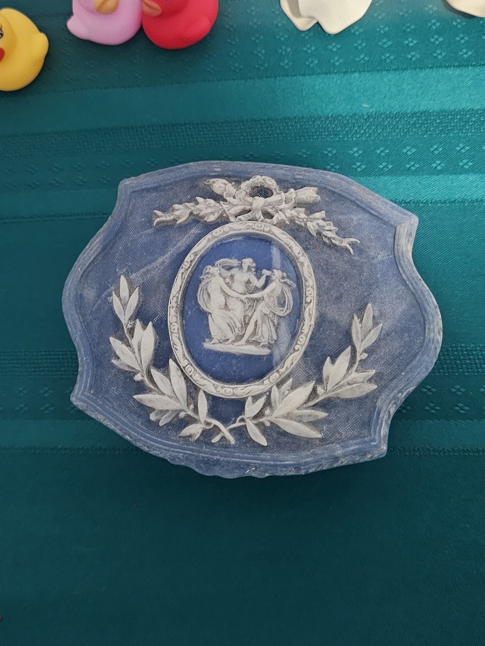 Genuine Incolay Stone Jewelry Box Blue